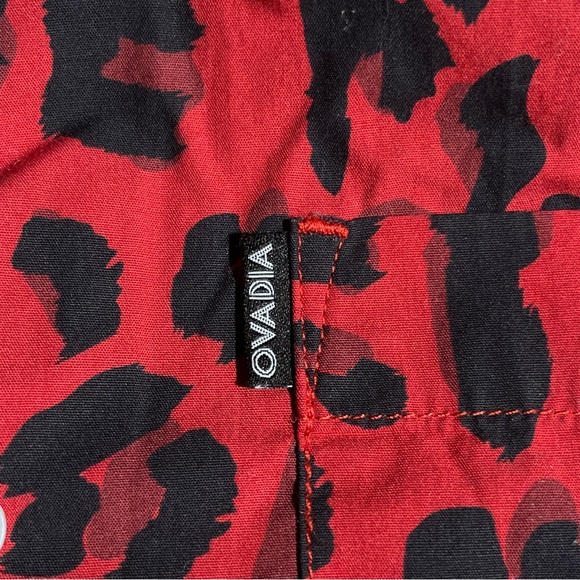 Ovadia & Sons Red Leopard Short Sleeve Button Shirt - Picture 4 of 7